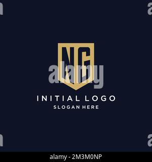 NG monogram initials logo design with shield icon template Stock Vector