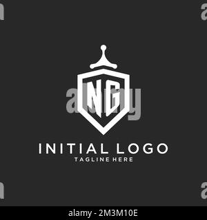 NG monogram logo initial with shield guard shape design ideas Stock Vector