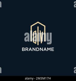 OV initial monogram logo with hexagonal shape style, real estate logo design ideas inspiration vector Stock Vector