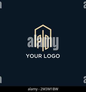 PO initial monogram logo with hexagonal shape style, real estate logo design ideas inspiration vector Stock Vector