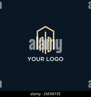 NO initial monogram logo with hexagonal shape style, real estate logo design ideas inspiration vector Stock Vector