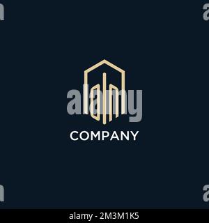 ON initial monogram logo with hexagonal shape style, real estate logo design ideas inspiration vector Stock Vector