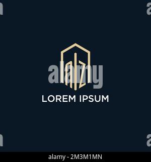 NZ initial monogram logo with hexagonal shape and swoosh design ideas ...