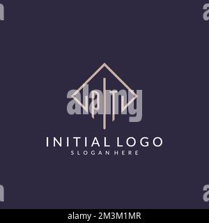 PT initial monogram logo with rectangle style design ideas Stock Vector