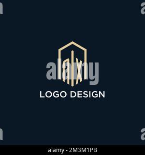 NX initial monogram logo with hexagonal shape style, real estate logo design ideas inspiration vector Stock Vector
