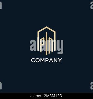 PN initial monogram logo with hexagonal shape style, real estate logo design ideas inspiration vector Stock Vector
