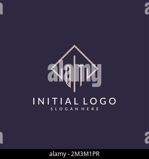 QT initial monogram logo with rectangle style design ideas Stock Vector