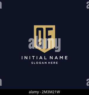 OF monogram initials logo design with shield icon template Stock Vector