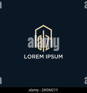 OZ initial monogram logo with hexagonal shape style, real estate logo design ideas inspiration vector Stock Vector