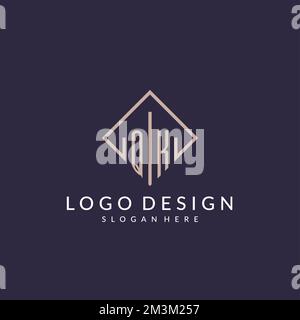 QK initial monogram logo with rectangle style design ideas Stock Vector