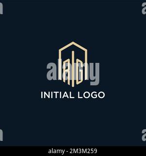 RG initial monogram logo with hexagonal shape style, real estate logo design ideas inspiration vector Stock Vector