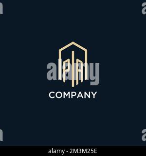 PA initial monogram logo with hexagonal shape style, real estate logo design ideas inspiration vector Stock Vector