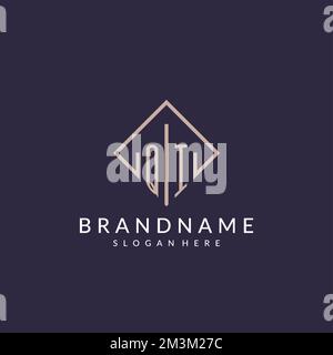QI initial monogram logo with rectangle style design ideas Stock Vector