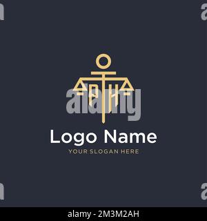 PH initial monogram logo with scale and pillar style design ideas Stock Vector