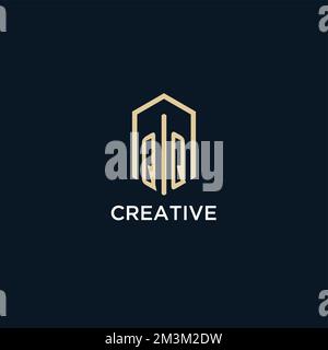 QQ initial monogram logo with hexagonal shape style, real estate logo design ideas inspiration vector Stock Vector