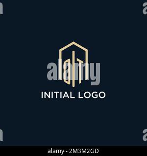 OT initial monogram logo with hexagonal shape style, real estate logo design ideas inspiration vector Stock Vector