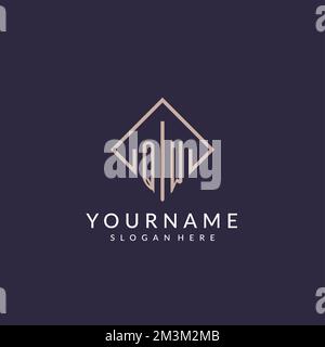 QW initial monogram logo with rectangle style design ideas Stock Vector