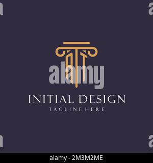 RT monogram initials design for law firm, lawyer, law office with pillar style ideas Stock Vector