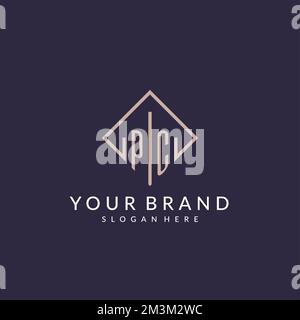PC initial monogram logo with rectangle style design ideas Stock Vector