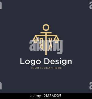 QX initial monogram logo with scale and pillar style design ideas Stock Vector