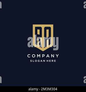 RA monogram initials logo design with shield icon template Stock Vector