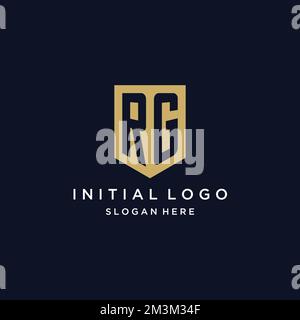 RG monogram initials logo design with shield icon template Stock Vector