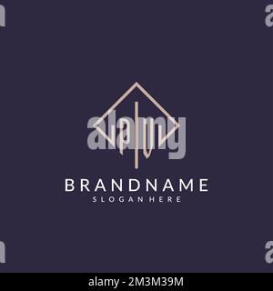 PV initial monogram logo with rectangle style design ideas Stock Vector