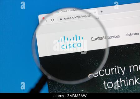 Ostersund, Sweden - Oct 28, 2022: Cisco website on a computer screen. Cisco iis an American-based multinational digital communications technology cong Stock Photo