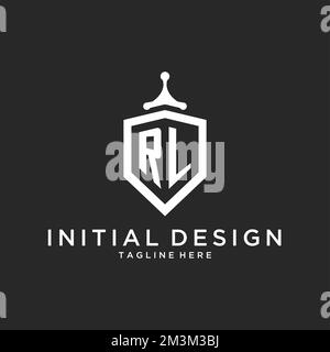 RL monogram logo initial with shield guard shape design ideas Stock Vector