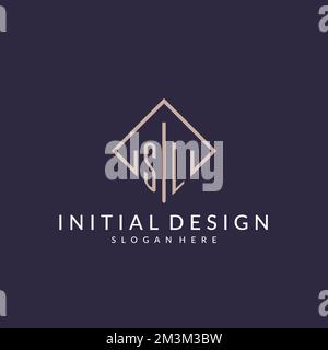 SL initial monogram logo with rectangle style design ideas Stock Vector