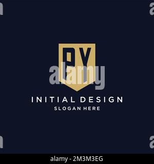 PY monogram initials logo design with shield icon template Stock Vector