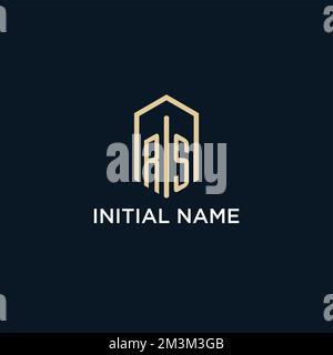 RS initial monogram logo with hexagonal shape style, real estate logo design ideas inspiration vector Stock Vector