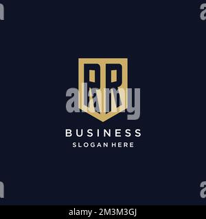 RR monogram initials logo design with shield icon template Stock Vector