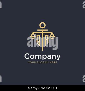 QA initial monogram logo with scale and pillar style design ideas Stock Vector