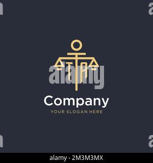 TA initial monogram logo with scale and pillar style design ideas Stock Vector