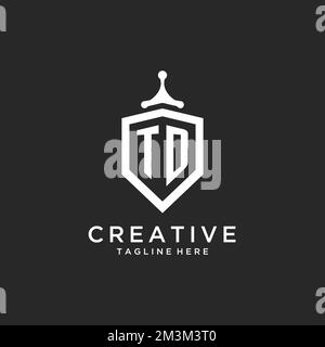TD monogram logo initial with shield guard shape design ideas Stock Vector