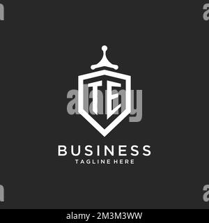 TE monogram logo initial with shield guard shape design ideas Stock Vector