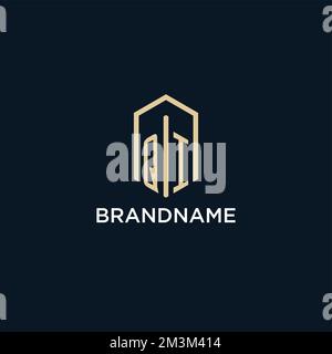 QI initial monogram logo with hexagonal shape style, real estate logo design ideas inspiration vector Stock Vector