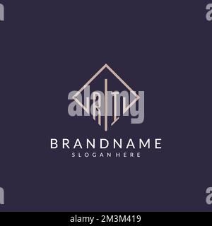 RI initial monogram logo with rectangle style design ideas Stock Vector