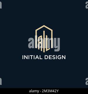 RL initial monogram logo with hexagonal shape style, real estate logo design ideas inspiration vector Stock Vector
