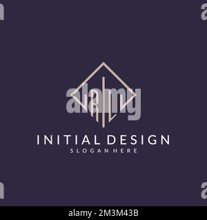 RL initial monogram logo with rectangle style design ideas Stock Vector