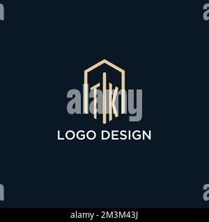 TK initial monogram logo with hexagonal shape style, real estate logo design ideas inspiration vector Stock Vector