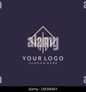 SB initial monogram logo with rectangle style design ideas Stock Vector