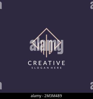 RQ initial monogram logo with rectangle style design ideas Stock Vector