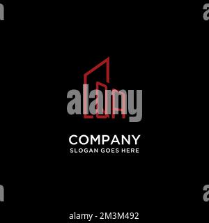 QA initial monogram with building logo design ideas Stock Vector