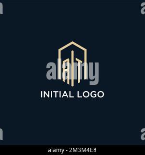 RT initial monogram logo with hexagonal shape style, real estate logo design ideas inspiration vector Stock Vector