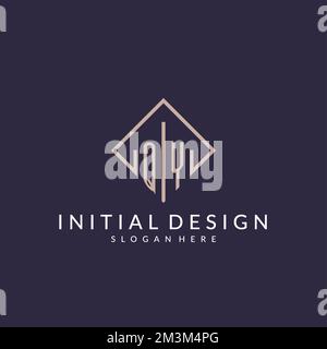QY initial monogram logo with rectangle style design ideas Stock Vector