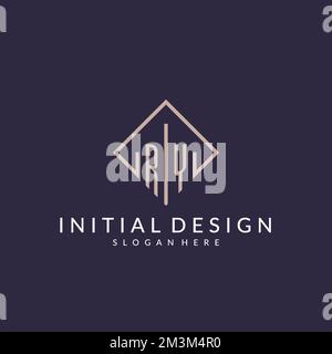 RY initial monogram logo with rectangle style design ideas Stock Vector