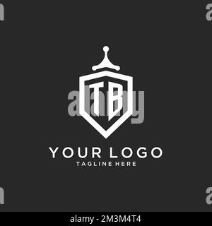 TB monogram logo initial with shield guard shape design ideas Stock Vector