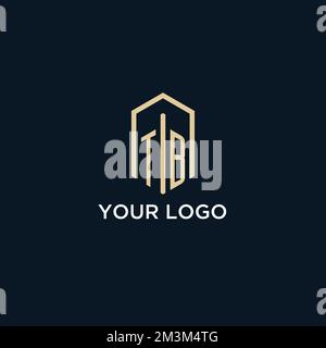 TB initial monogram logo with hexagonal shape style, real estate logo design ideas inspiration vector Stock Vector